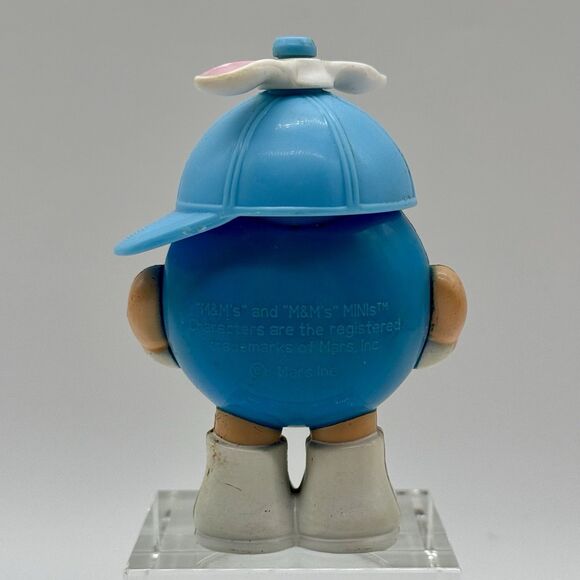 M&M's Mini Character Easter Theme Blue With Blue Hat Spinning Bunny Ears 3.5" - Picture 2 of 4